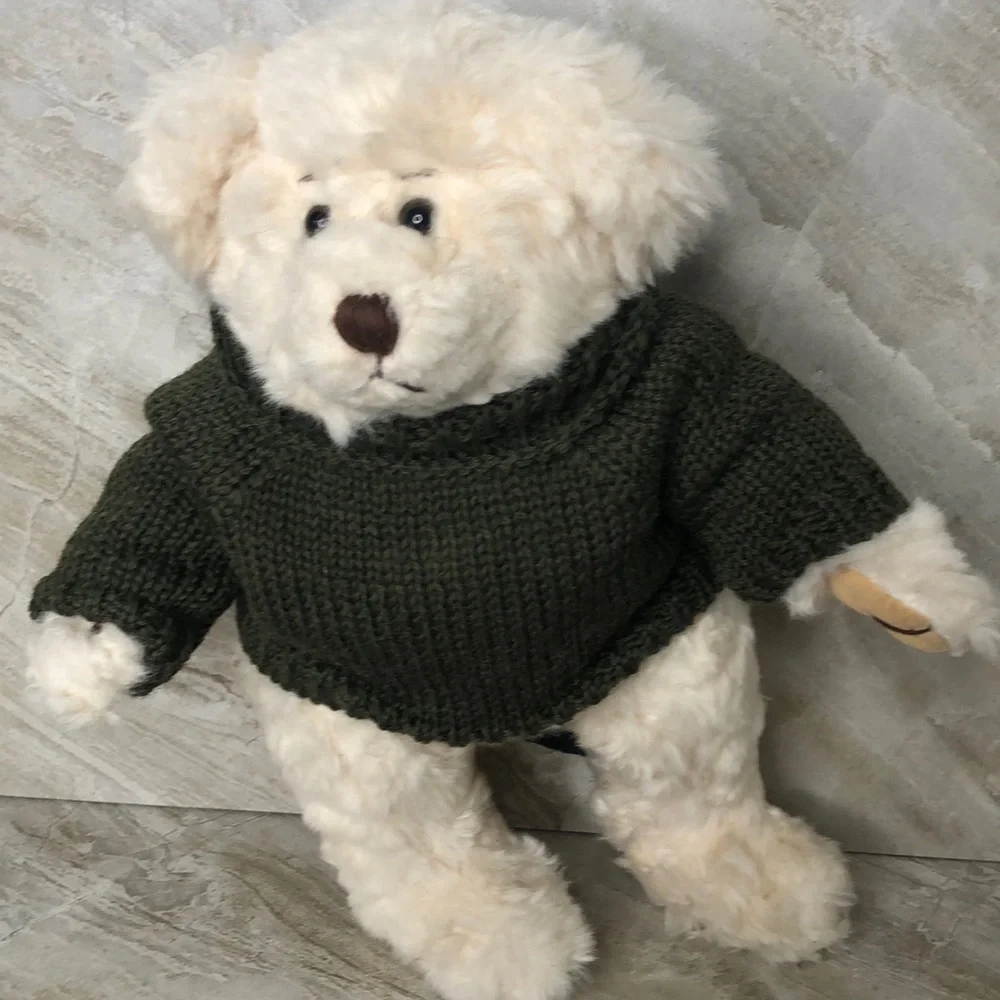 Vintage RUSS Bear “Byron” Fully‎ Jointed with Little Knit Green Sweater